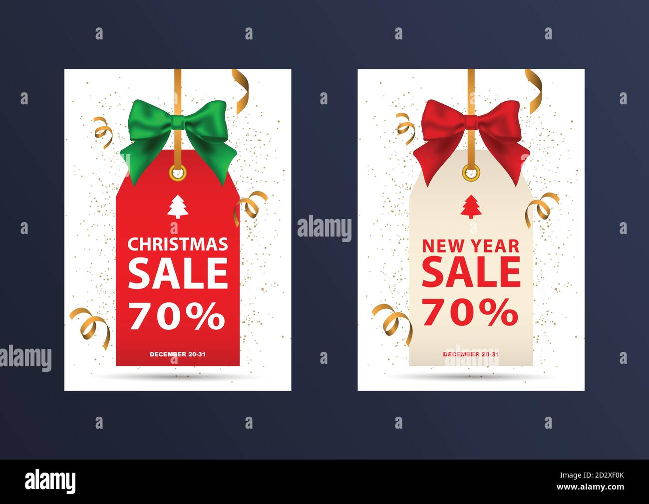 Two christmas discount coupons. Stock Vector