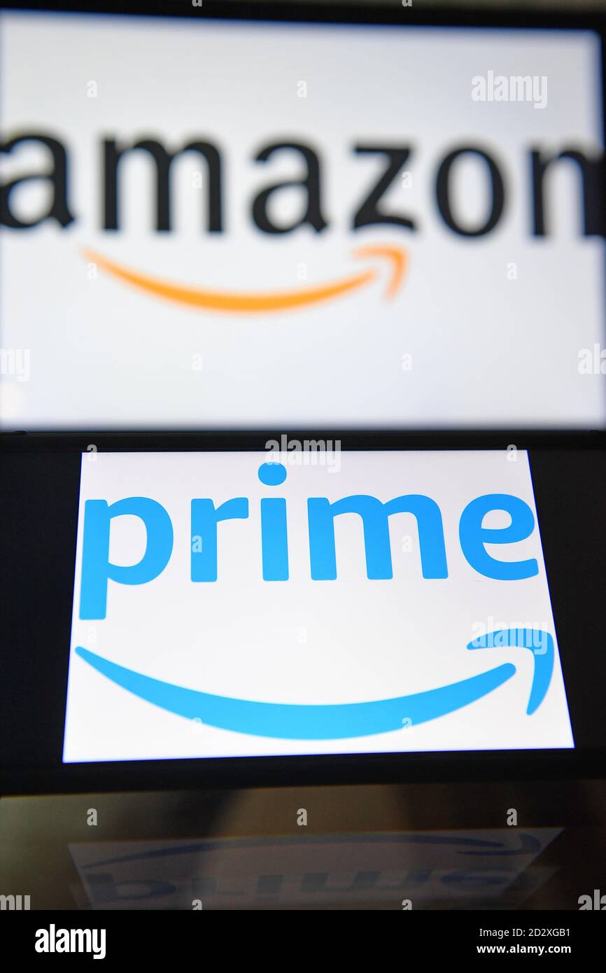 Amazon Prime displayed on screens in London, UK Stock Photo Alamy