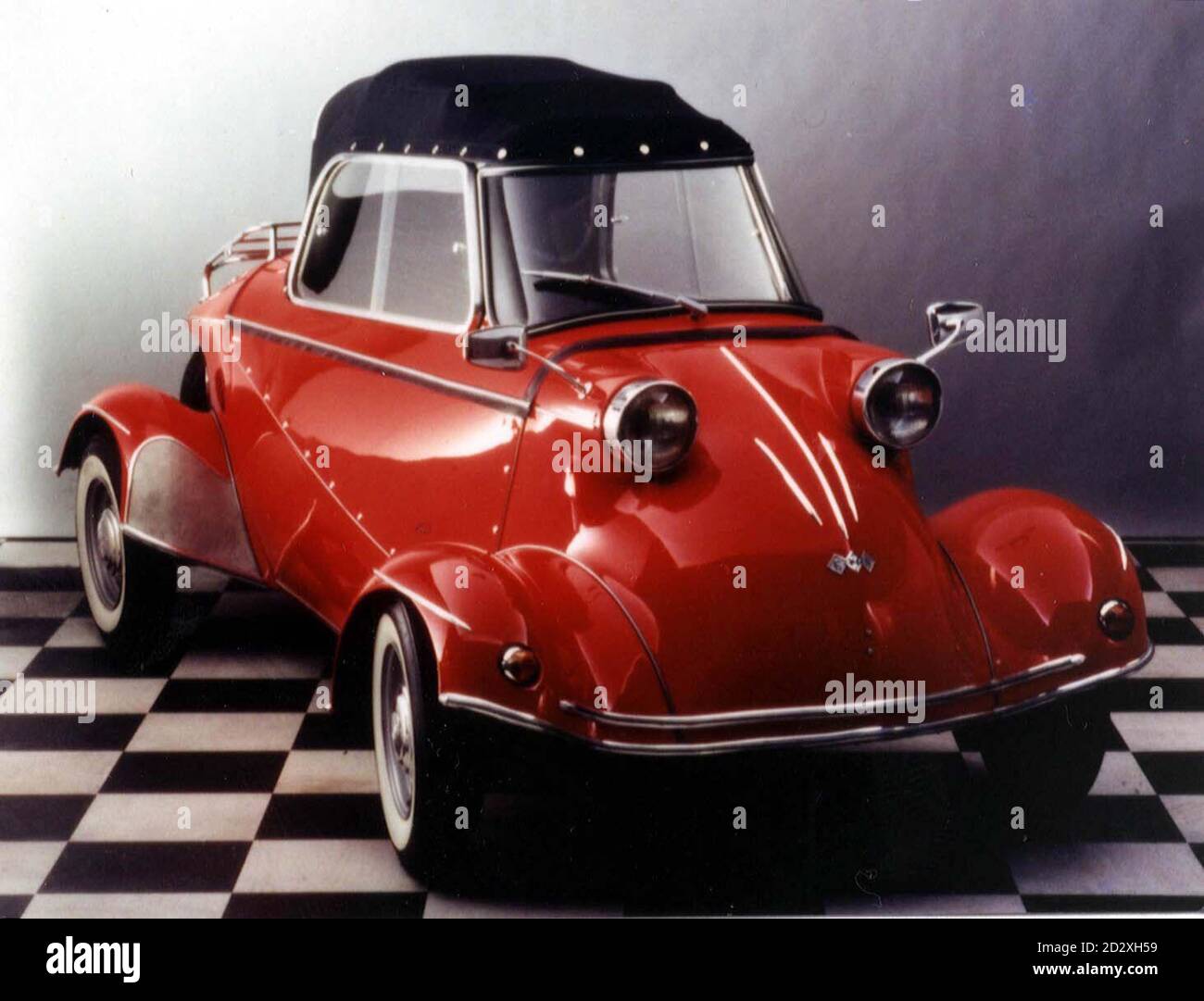 The 1960 Tg 500 Tiger 'bubble car' which is the top lot in a sale of the Bruce Weiner Microcar collection at Christie's in London on March 6, 1997. The high performance version of the Messerschmitt is expected to fetch between 15 - 18,000. The cars symbolized the Swingin' Sixties and are now a cult in Britain and Japan, where small is beautiful and ownership of a car depends on the size of the parking space. Canadian bubble gum magnate Weiner said: 'I saw this little picture of a Messerschmitt and I just couldn't believe it. I'd never seen anything like it. I had to have it'. See PA Story SAL Stock Photo