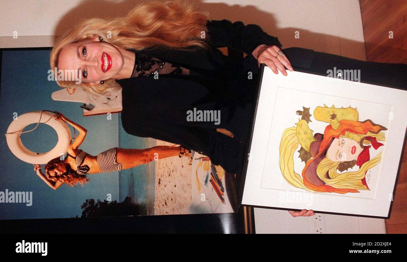 Surrounded by images of herself model Jerry Hall, wife of Rolling Stone Mick Jagger,  in London today (Monday), where she launched an exhibition of work by fashion illustrator Antonio Lopez, who was her mentor in the 1970s when she embarked on her successful modelling career.  See PA Story FASHION Week Hall. Photo by Michael Stephens. Stock Photo