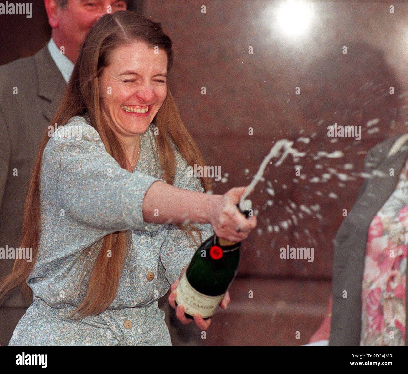 Jubilant widow Diane Blood, 30, was this afternoon (Thurs) celebrating the decision by the Human Fertilisation and Embryology Authority to allow her to try for a baby using her dead husband's frozen sperm, ending a two-year legal battle. See PA Story HEALTH Sperm. Photo by Michael Stephens. Stock Photo