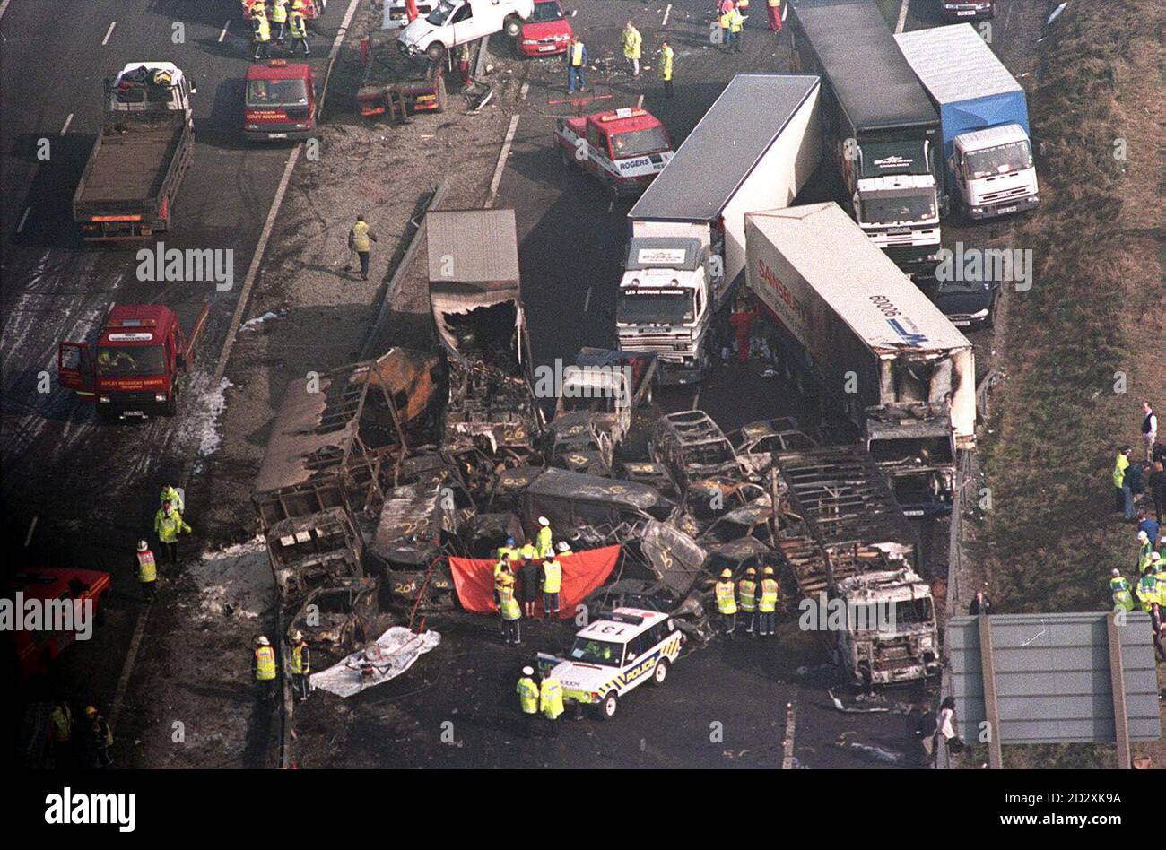 The scene of a multiple pile up on the M42 near Alvechurch in the West