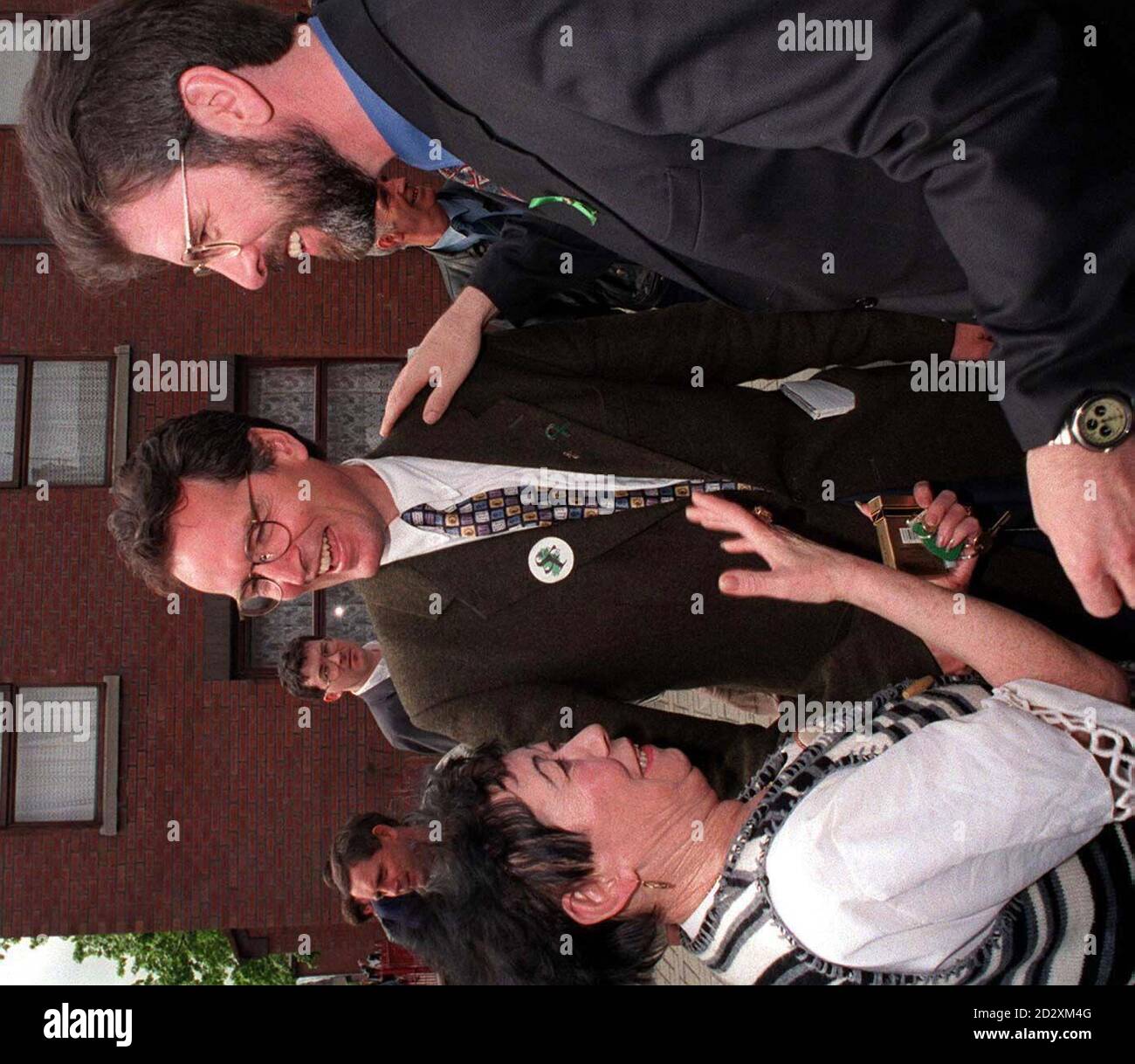 Library file dated 29/5/1996 of Sinn Fein's  Gerry Kelly (left) canvassing with party president Gerry Adams. Former terrorist Kelly was one of the 38  inmates involved in the 1983 IRA breakout from the Maze prison.   A top-level investigation is under way this morning (Monday) at Northern Ireland's Maze jail after prison officers foiled what is thought to have been another massive IRA breakout bid.   A tunnel was discovered by prison officers last night, leading from one of the jail's so-called H-blocks, which house the country's most dangerous terrorist prisoners. Photo by John Giles.PA. Stock Photo