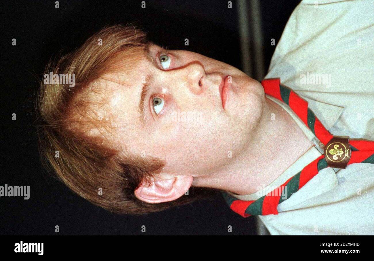Scout Leader Marcus Hill during today's (Monday) news conference,  in Kidderminster,  after he survived a rock-fall which killed his two scout leader companions.  Hill said he and friends Stuart Perkins, 20, and David Weaver, 21, were sitting under an overhang early this morning when suddenly the other two men were crushed by falling rocks.  Picture DAVID JONES/PA. See PA Story DEATH Scouts Survivor. Stock Photo