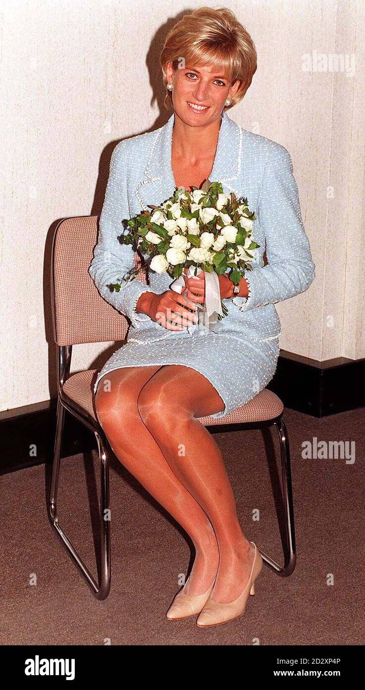 Diana, Princess of Wales is presented with the first rose to be named after her at the British Lung Foundation offices in central London today. Stock Photo