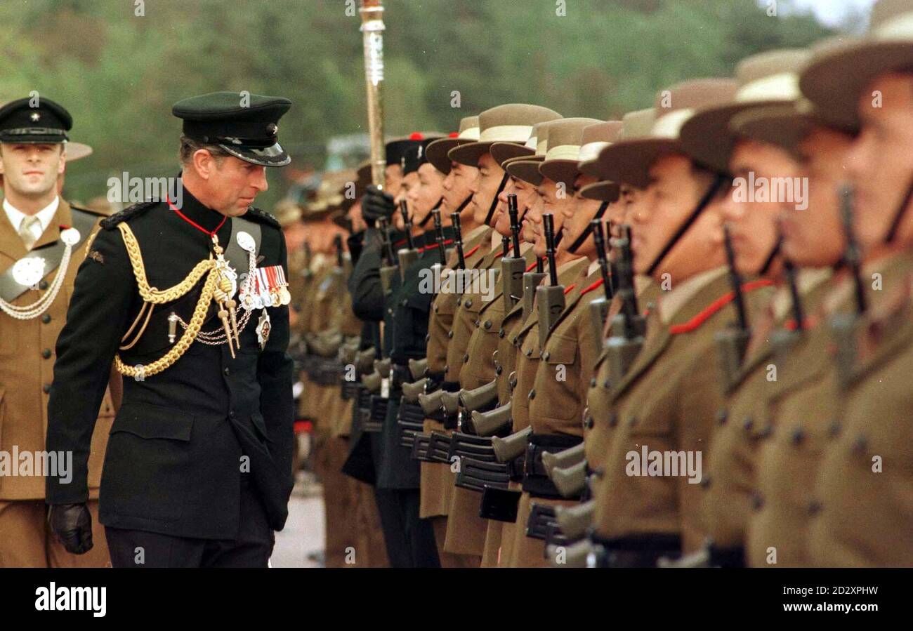 The Prince of Wales inspects the Royal Gurkha Rifles at a special ...