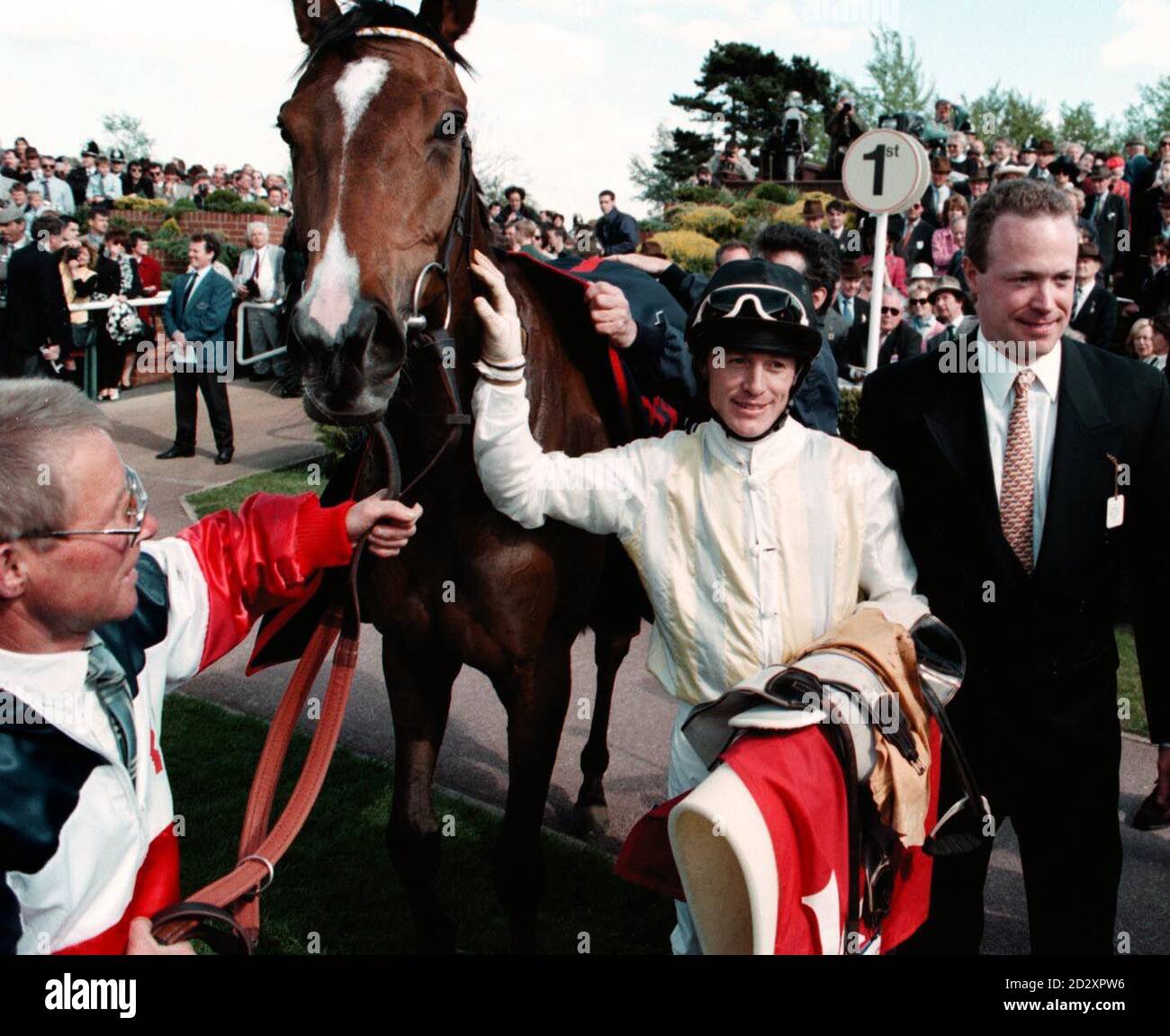 Jockey k fallon leads sleepytime into winners enclosure winning 1 hi ...