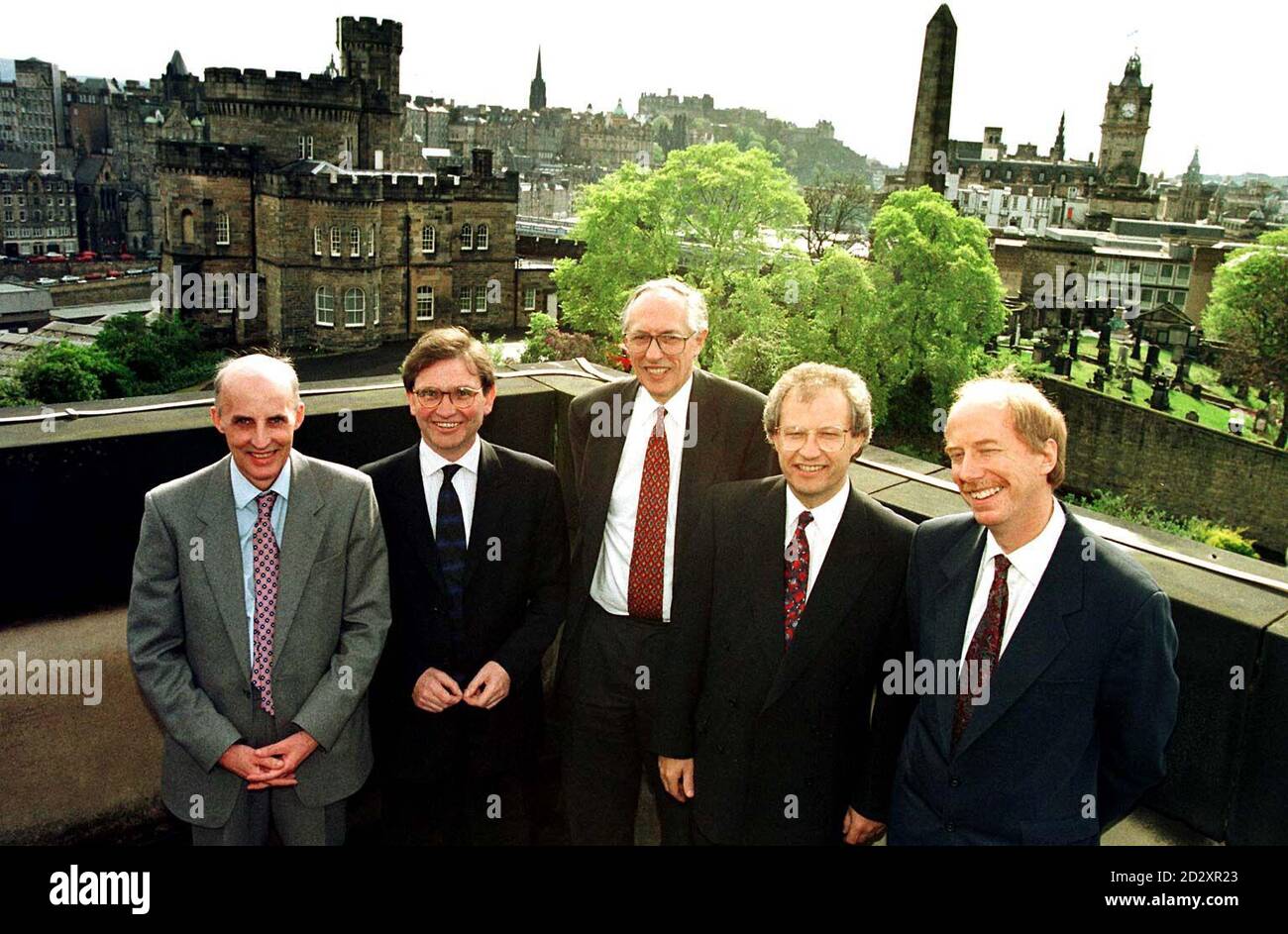The new Scottish Office Ministers in Edinburgh today (Monday). From left to right: Sam Galbraith, Brian Wilson, RT Hon Donald Dewar, Henry McLeish & Malcolm Chisholm.    On 11/10/97, the Government announced that the controversial proposed transfer of convicted killer Jason Campbell from a Scottish jail to the Maze prison in Northern Ireland has been halted.  Dewar, who reviewed the case, said Campbell's transfer application should not have been granted and the case had  not been handled as it should have been .     PA Photo. Stock Photo