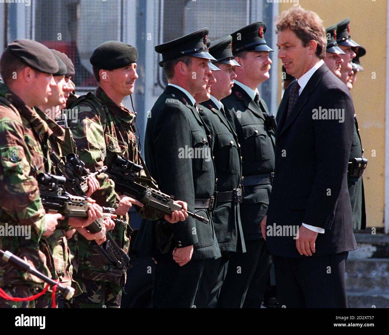 Tony Blair meets British soldiers and RUC Officers at their base today ...