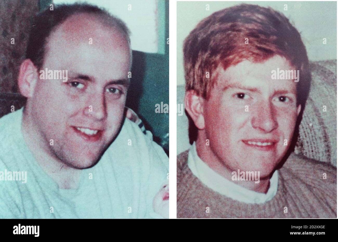 Undated collects of Full-Time Reserve Constable, David Andrew Johnston, 30, from Lisburn (left) and Constable Roland John Graham, 34, from Richill who were both shot dead by the IRA earlier today (Monday) while patrolling their beat in Co.Armagh. Both men were married with young children and holders of the RUC Service Medal. See PA story ULSTER Shooting.  PA Picture Stock Photo