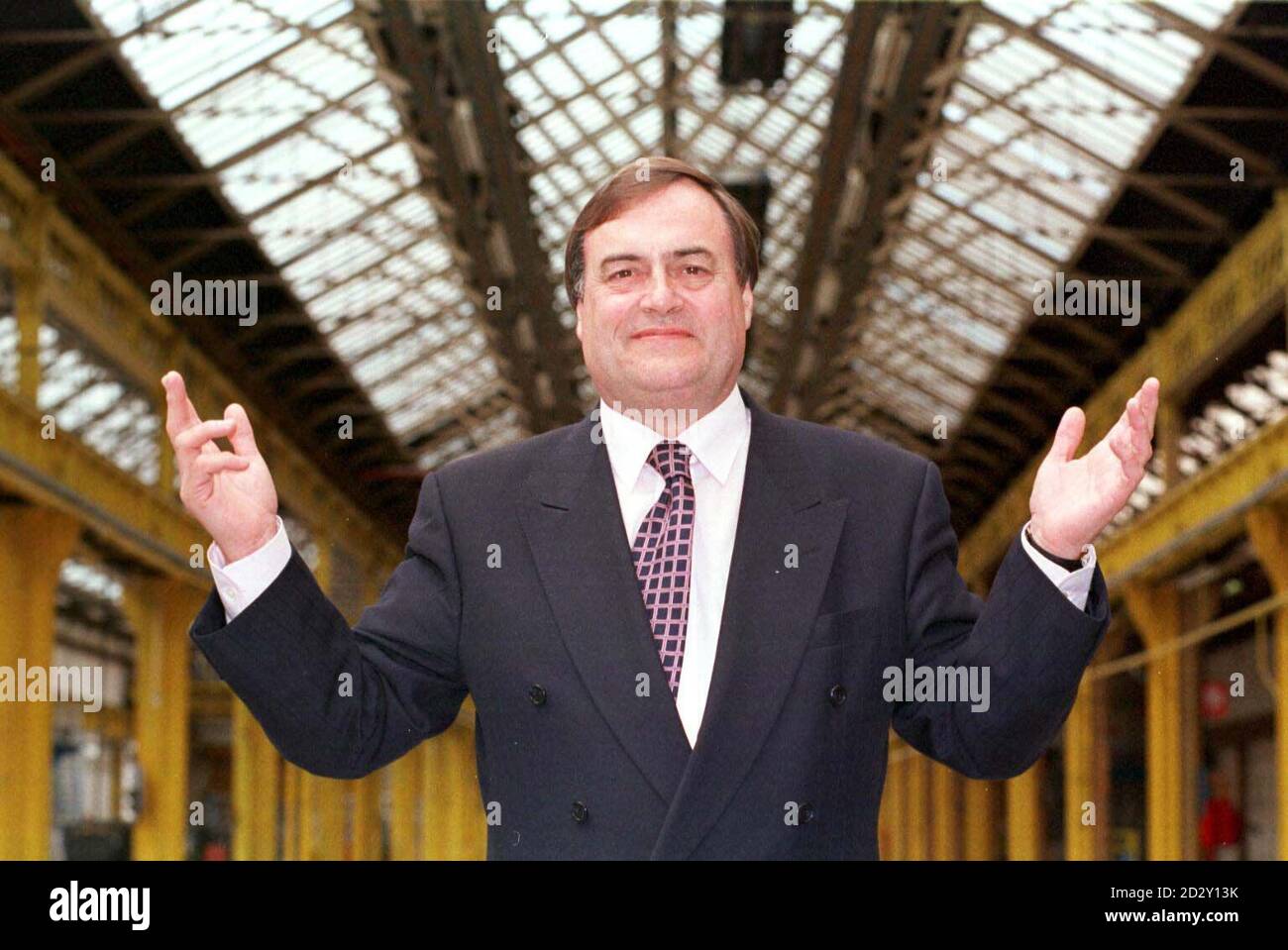 Deputy PM John Prescott  in one of the old ABB Carriage works  sheds now to be reopened by American based Thrall. See PA story INDUSTRY Rail. Photo by Paul Barker/PA Stock Photo