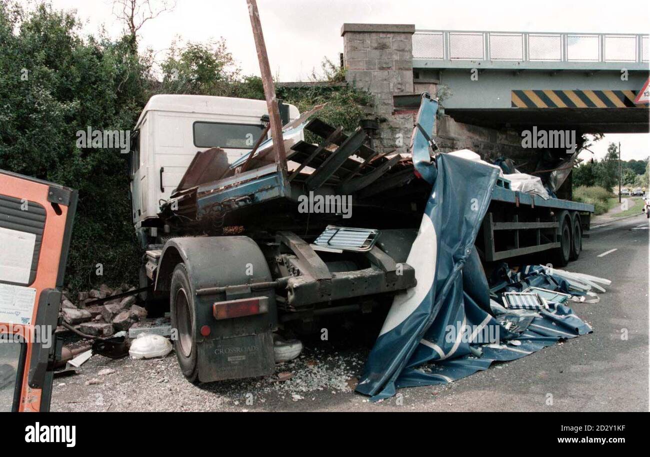 The scene of the accident at Creswell, near Clowne, Derbyshire, where a