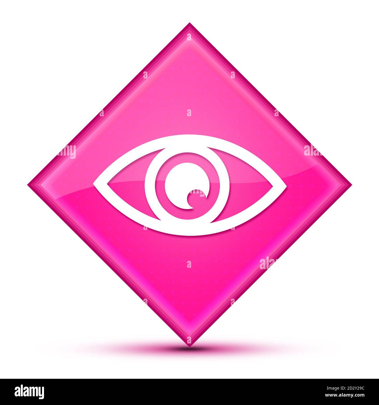Eye icon isolated on luxurious wavy pink diamond button abstract illustration Stock Photo