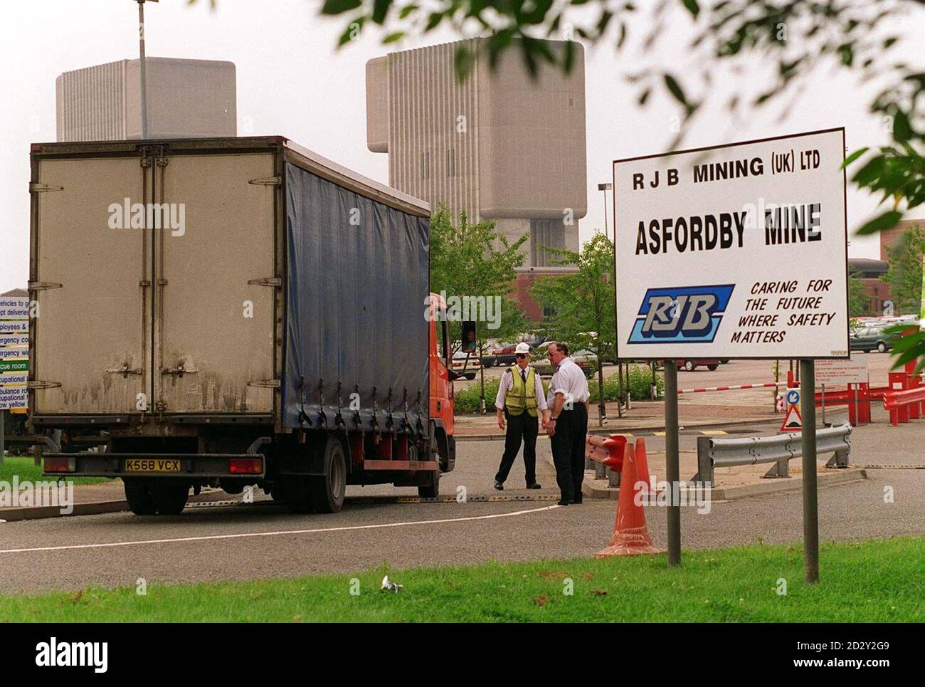 Security staff check vehicles entering Asfordby Mine near Melton Mowbray today (Monday) following the announcement to close the mine, where many thought they would be working until they retired. Picture DAVID JONES/PA. See PA Story SOCIAL Mine Stock Photo