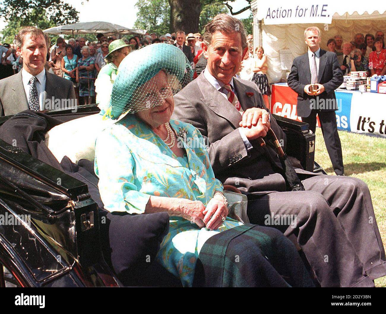 It was a carriage for two when the Queen Mother and Prince of Wales went to Sandringham Flower Show. * 30/3/02: The Queen Mother has died peacefully in her sleep at Royal Lodge, Windsor, Buckingham Palace announced. Stock Photo