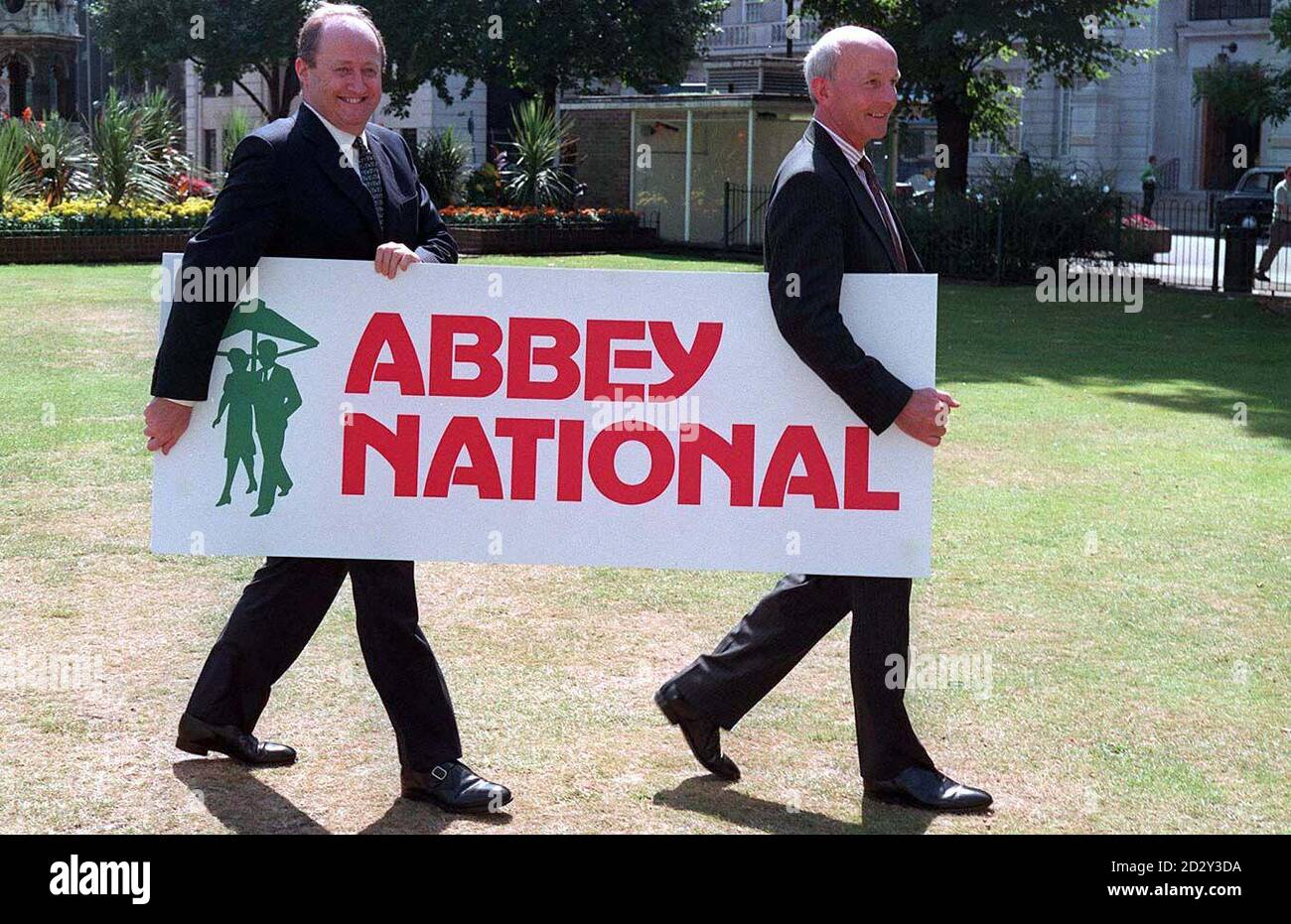 Lord Tugendhat (left) and Peter Birch, Chairman and Chief Executive respectively of Abbey National, in London today (Tuesday) after announcing a 23% increase in pre-tax profits. PA. SEE PA STORY CITY Abbey. Stock Photo