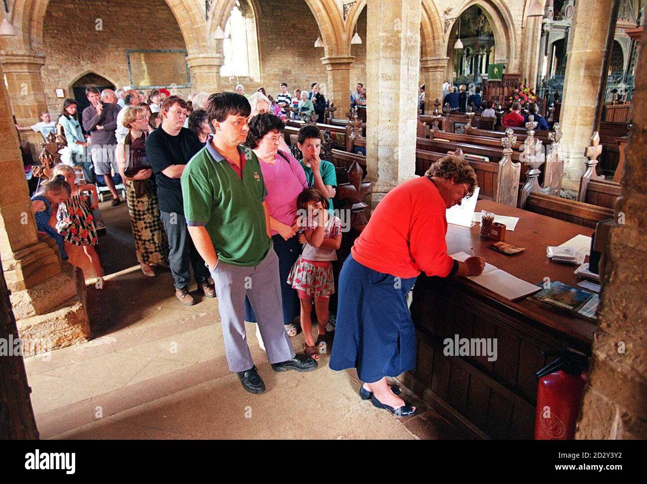 The scene this afternoon (Monday) at The church of Virgin Mary and St. Paul in Gt. Brington near Althorp where Princess Diana will be buried in the family crypy on Saturday. Picture David Jones/PA Stock Photo