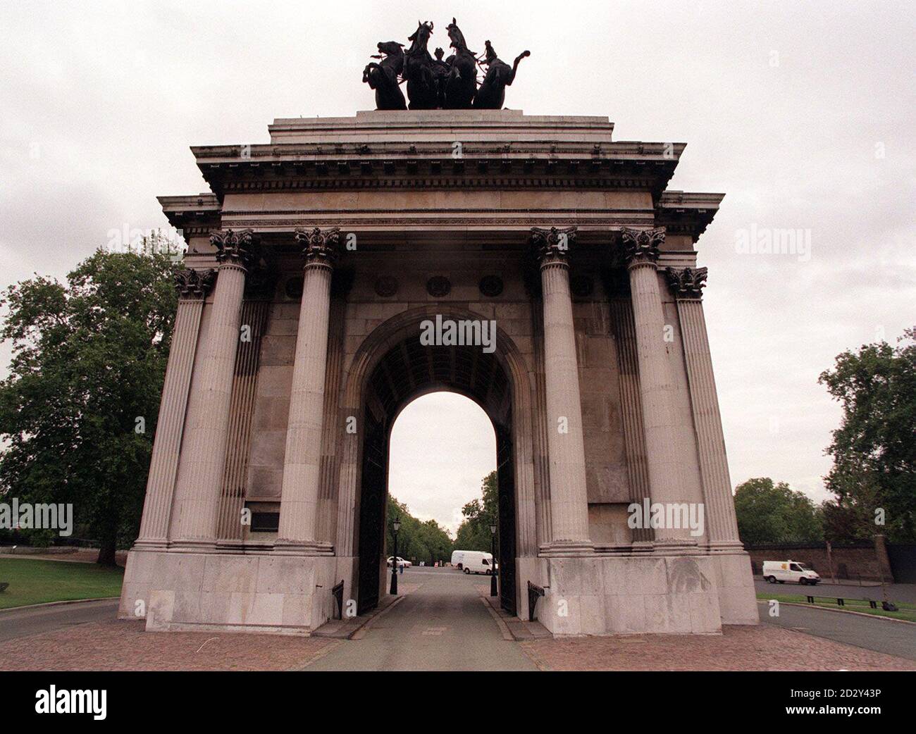 The famous Wellington Arch at Hyde Park Corner in London through which