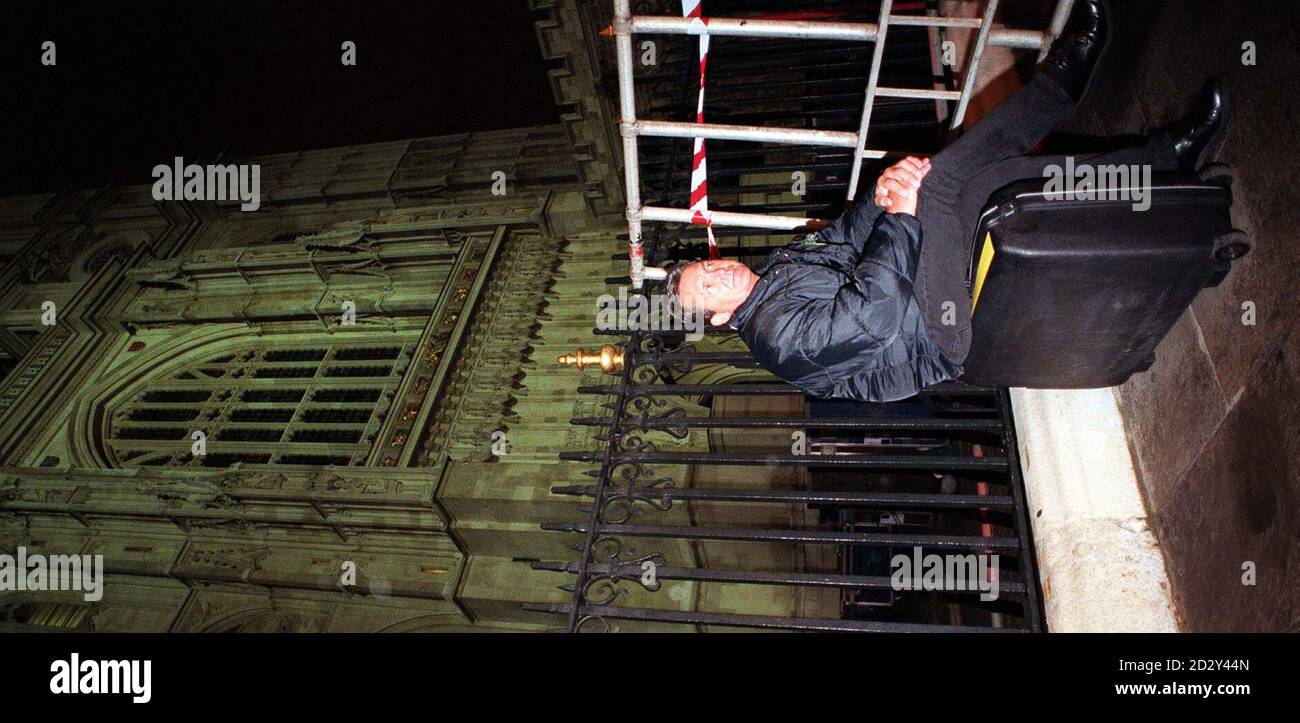 Martin McCann from north London who started queing outside Westminster Abbey late this afternoon, for a prime position to observe the funeral ceremony of Diana, the Princess of Wales that takes place there on Saturday. Watch for PA Story Photo by Neil Munns/PA. Stock Photo