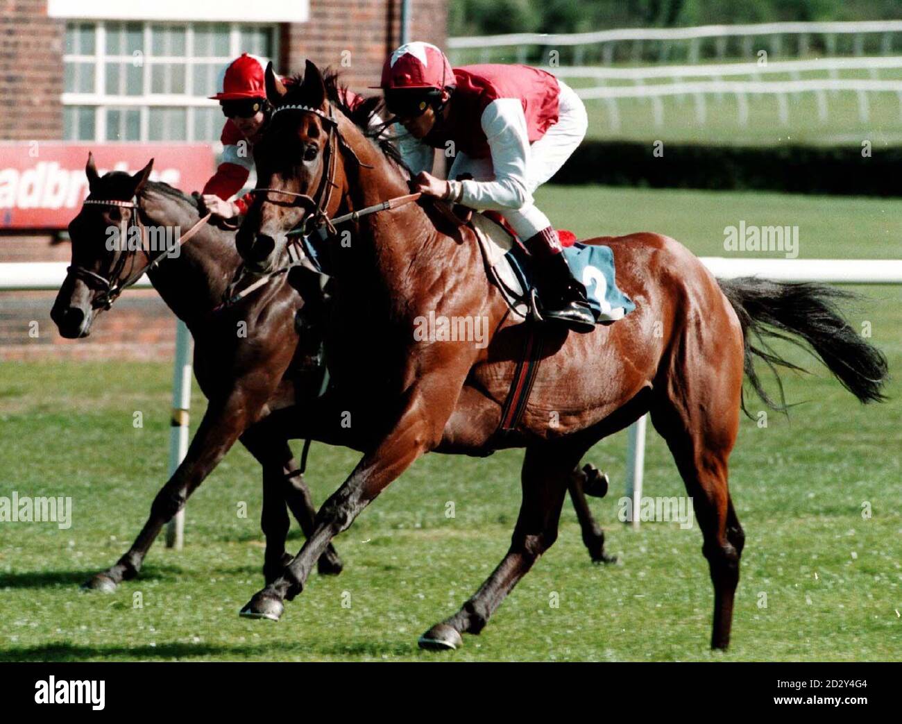 Sacho, L Dettori up (3), comes home to win the Leicestershire Maiden Stakes in Leicestershire today (Tuesday).  Photo by George Shelton/PA. Stock Photo