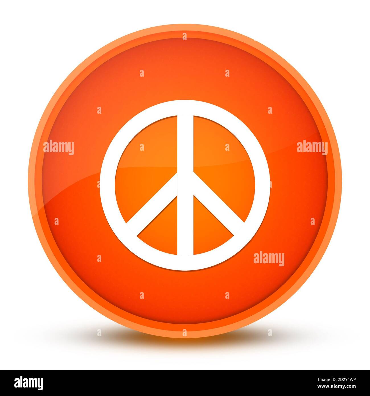 Peace sign luxurious glossy orange round button abstract illustration ...
