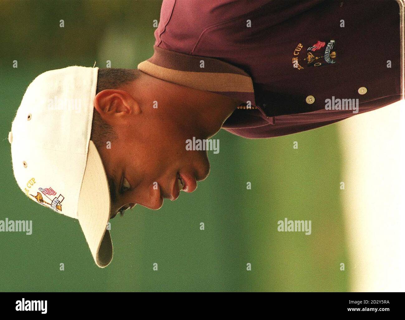 American Ryder Cup player Tiger Woods pictured on the course during a practice round at Valderrama in Spain today (Thursday). The Spanish course is the venue for the Ryder Cup between Europe and the USA which starts tomorrow. See PA Story GOLF Ryder. Photo by Barry Batchelor/PA. Stock Photo
