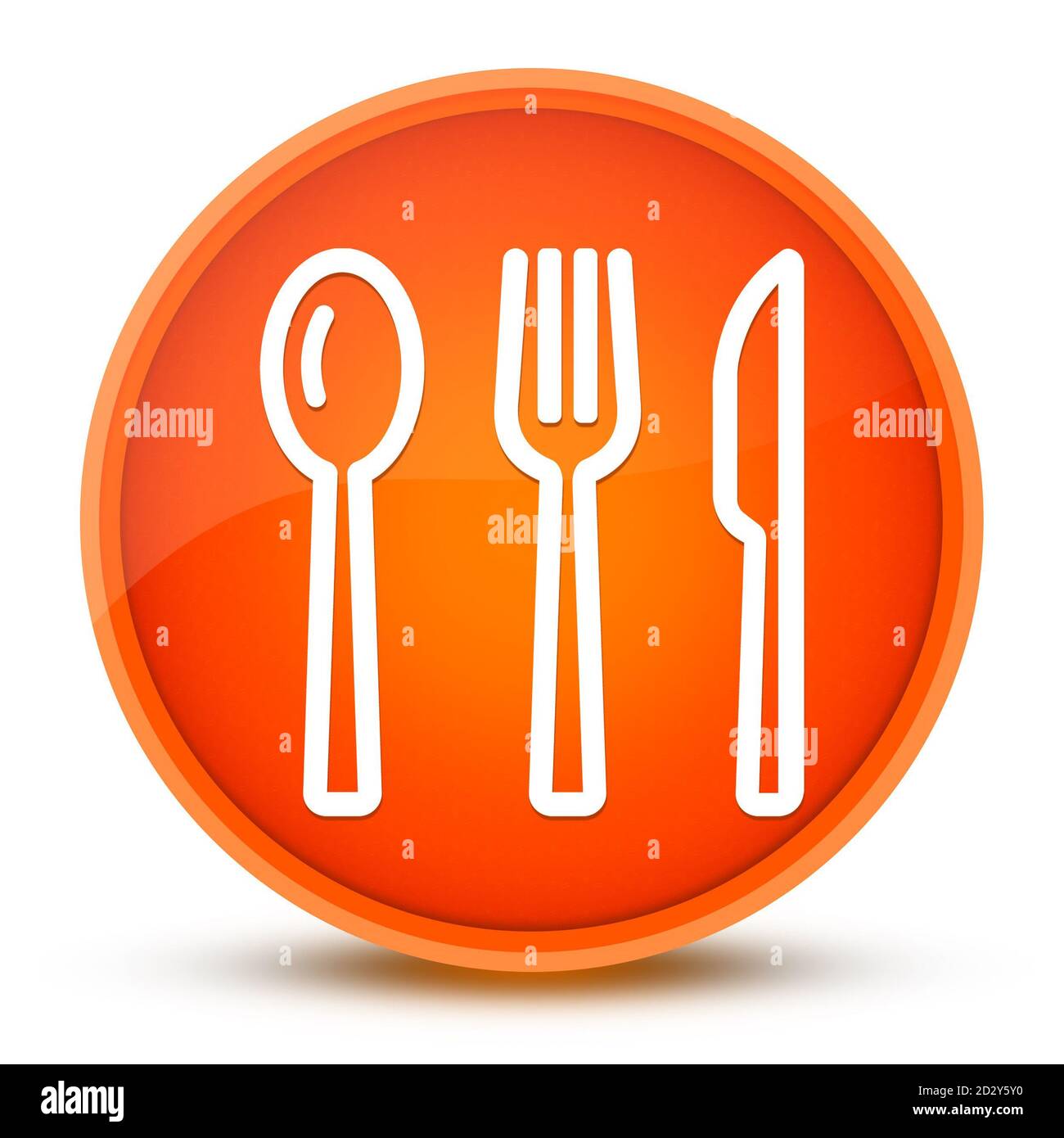Cutlery luxurious glossy orange round button abstract illustration Stock Photo