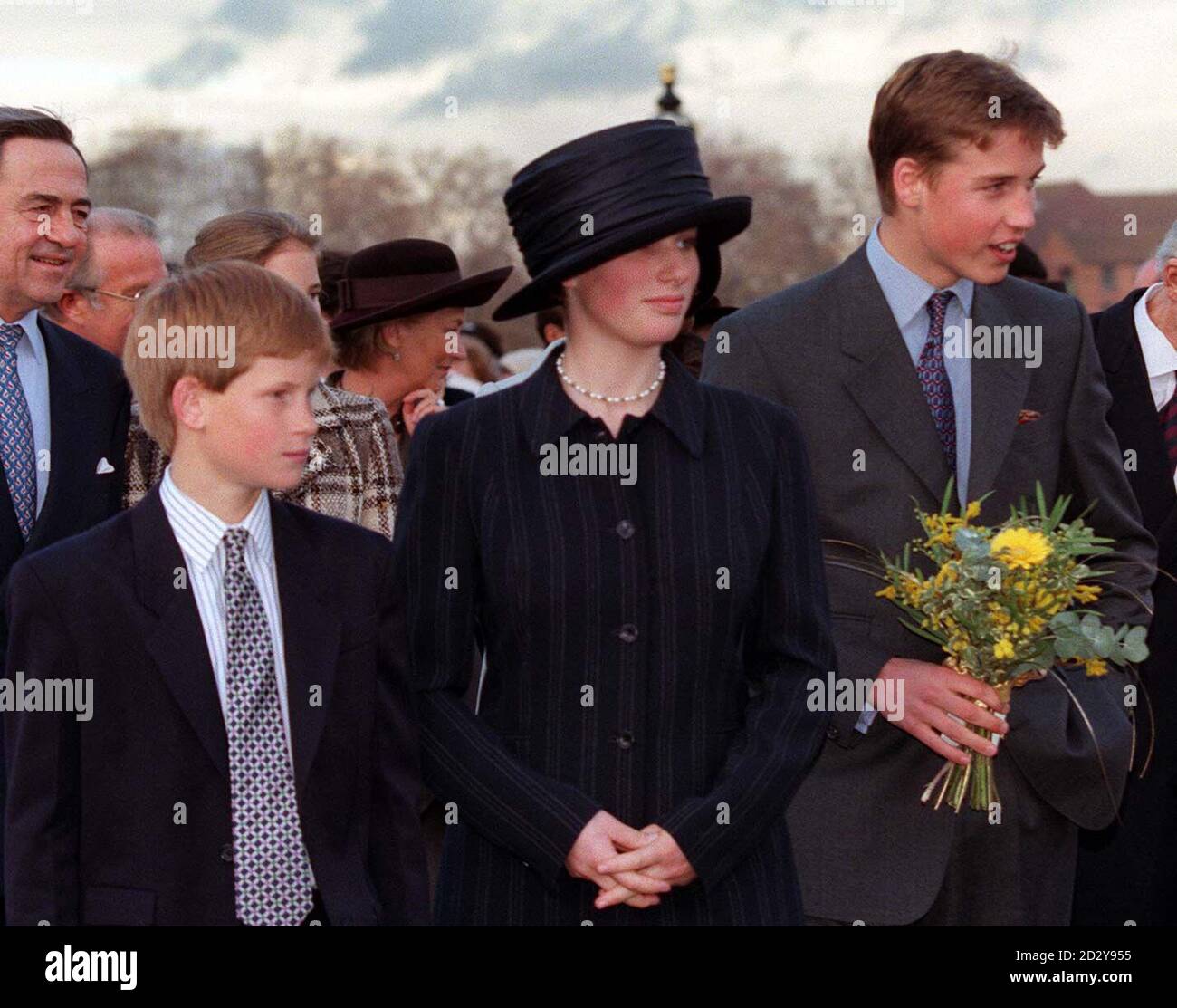 Prince William (right) and Prince Harry with Zara Phillips, daughter of the  Princess Royal at the Royal Naval College in Greenwich today (Thursday),  where the Prince of Wales held a lunch for