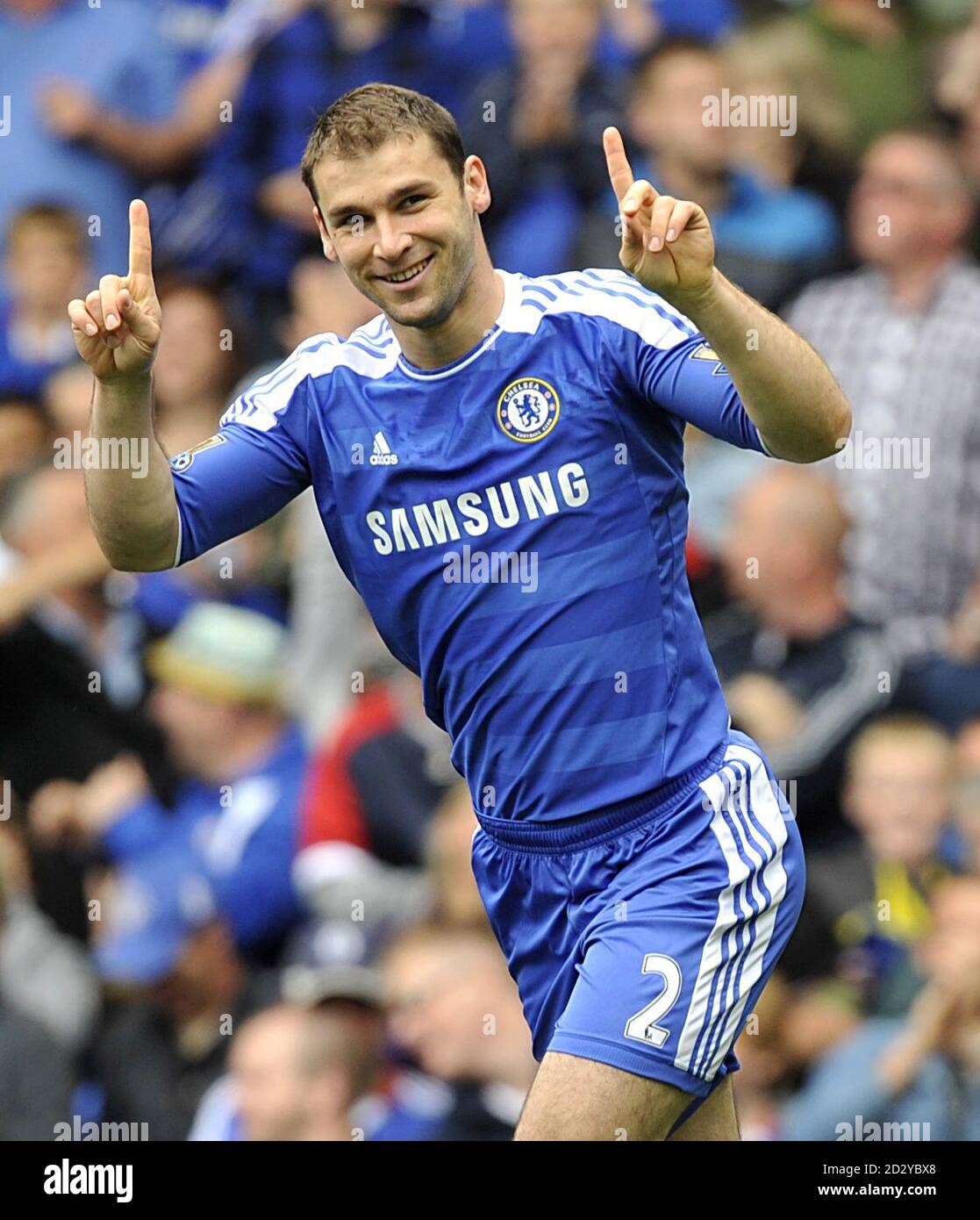 Chelsea's Branislav Ivanovic celebrates scoring his team's opening goal. Stock Photo