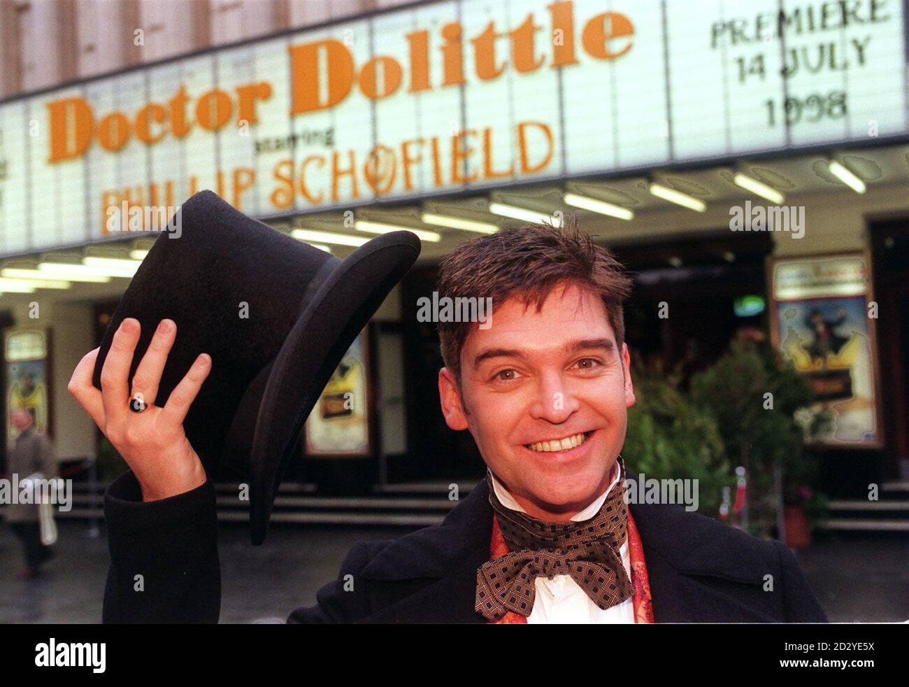 Phillip Schofield in his Dr Dolittle guise outside the Labatt's Apollo Theatre in Hammersmith, west London today (Monday) where he will be 'talking to the animals' in the a musical version of Phillip Schofield in his Dr Dolittle guise outside the Labatt's Apollo Theatre in Hammersmith, west London today (Monday) where he will be 'talking to the animals' in the a musical version of