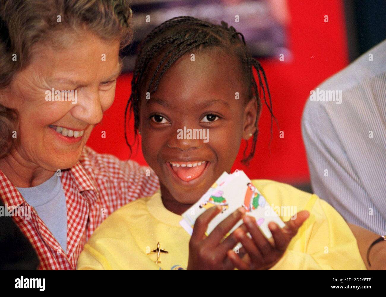 Library filer dated 9/5/96 of Five-year-old Tenneh Cole from Sierra Leone, who was flown to Britain in 1996 for a life-saving operation to remove a bullet from her head. Tenneh, is one of 60 children believed to be in danger after fleeing from their British-funded orphanage because of fighting in war-ravaged Sierra Leone. Photo by Tim Ockenden/PA. See PA story DEFENCE Rescue Stock Photo