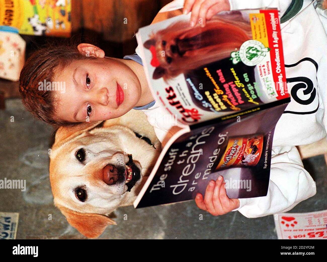 Entrants in the 'Dog Obedience' class, 10-year-old Sophie Jeffries from Bromsgrove and her Labrador, Jubilee Gem, check out their opposition at 'Crufts '98' in the NEC, Birmingham today (Thursday). Photo by David Jones/PA Stock Photo