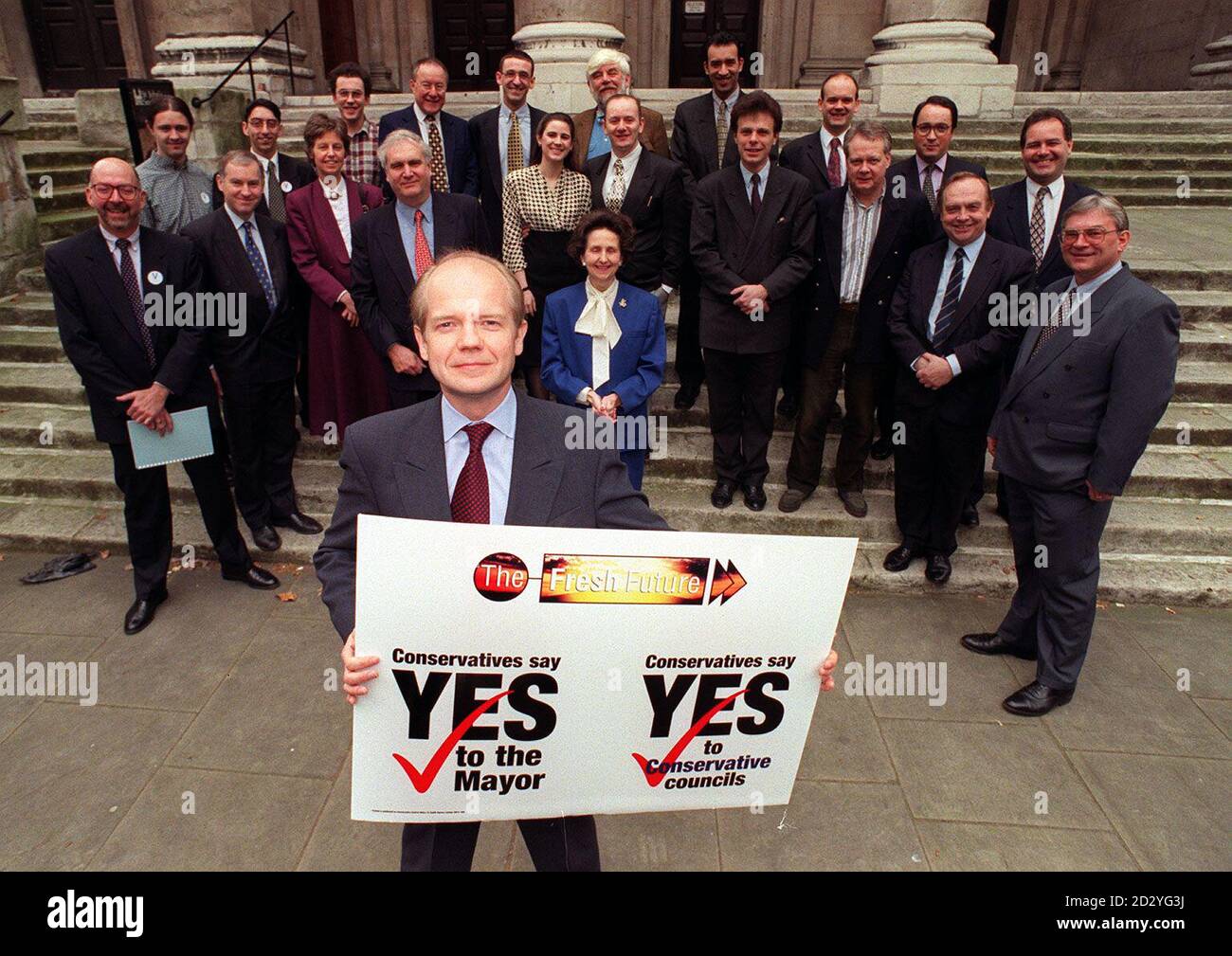 Tory party leader William Hague with the candidates for the London Local Government Election campaign in London today (Saturday). Photo by Stefan Rousseau/PA. Stock Photo