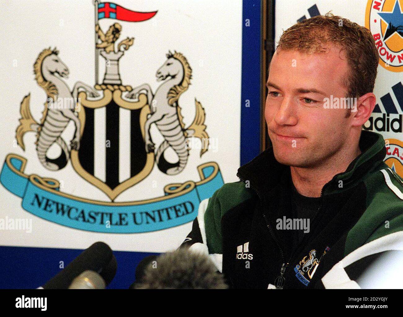 In the spot light: Newcastle United's star, Alan Shearer, talks to the media at a pre-match news conference ahead of  Sunday's F.A Cup Semi Final against Sheffield United at Old Trafford.  Photo by Owen Humphreys/Pa Stock Photo