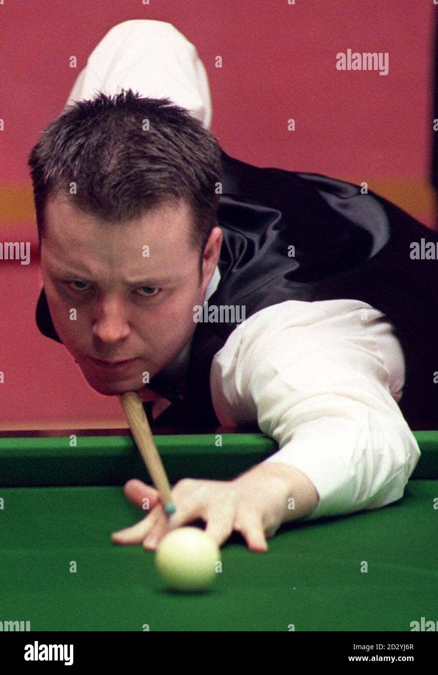 John Higgins of Scotland begins his second round match in the Embassy World Snooker Championships against Anthony Hamilton at the Crucible, Sheffield today (Thursday)