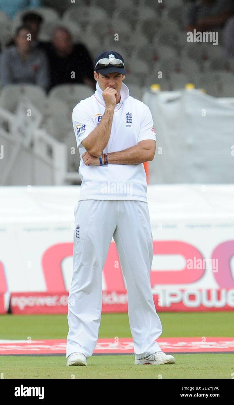 England captain Andrew Strauss looks on during the third day of the ...