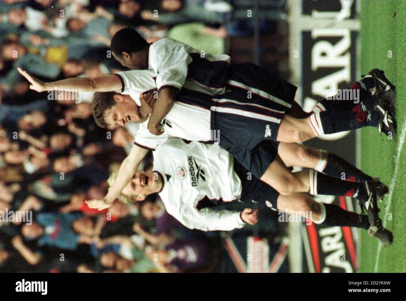 Jimmy Pillips celebrates his and Bolton Wanderers third goal during this afternoon's (Saturday) FA Carling Premiership clash against Crystal Palace at the Reebok Stadium. Bolton defeated Crystal Palace 5 -2. Photo by HOWARD WALKER Stock Photo