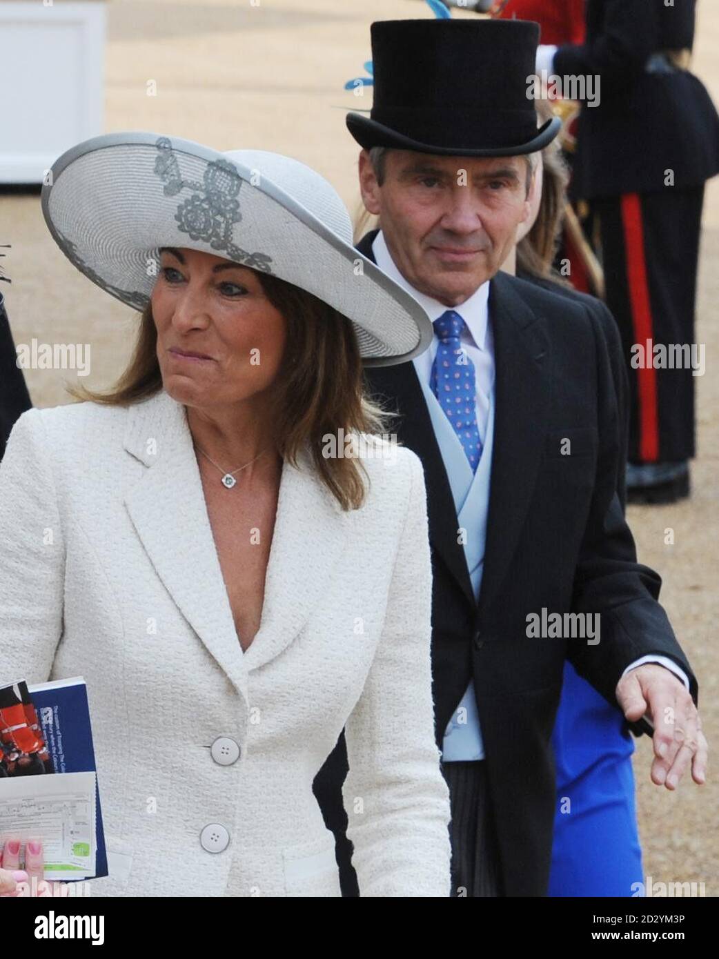 Carole and Michael Middleton, parents of the Duchess of Cambridge, attend the annual Trooping the Colour ceremony to mark the Queens official birthday at Horse Guards Parade in Westminster, central London. Stock Photo