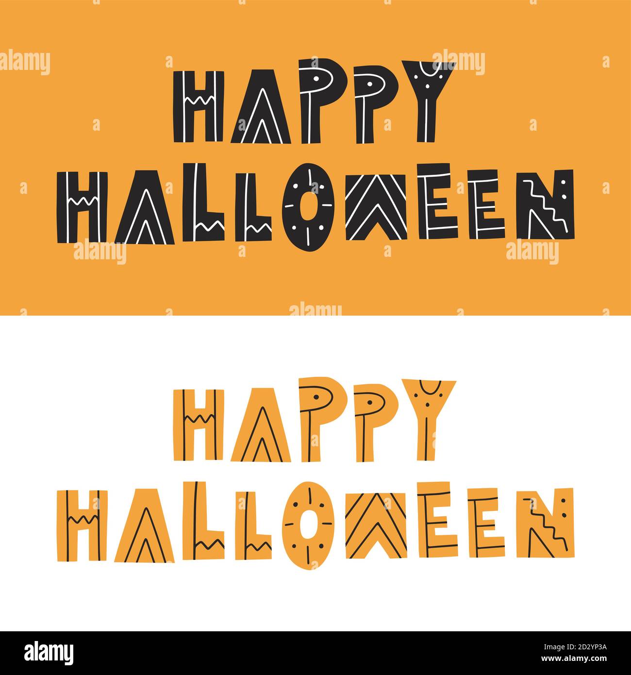 Happy Halloween hand drawn lettering. Vector illustration template ...