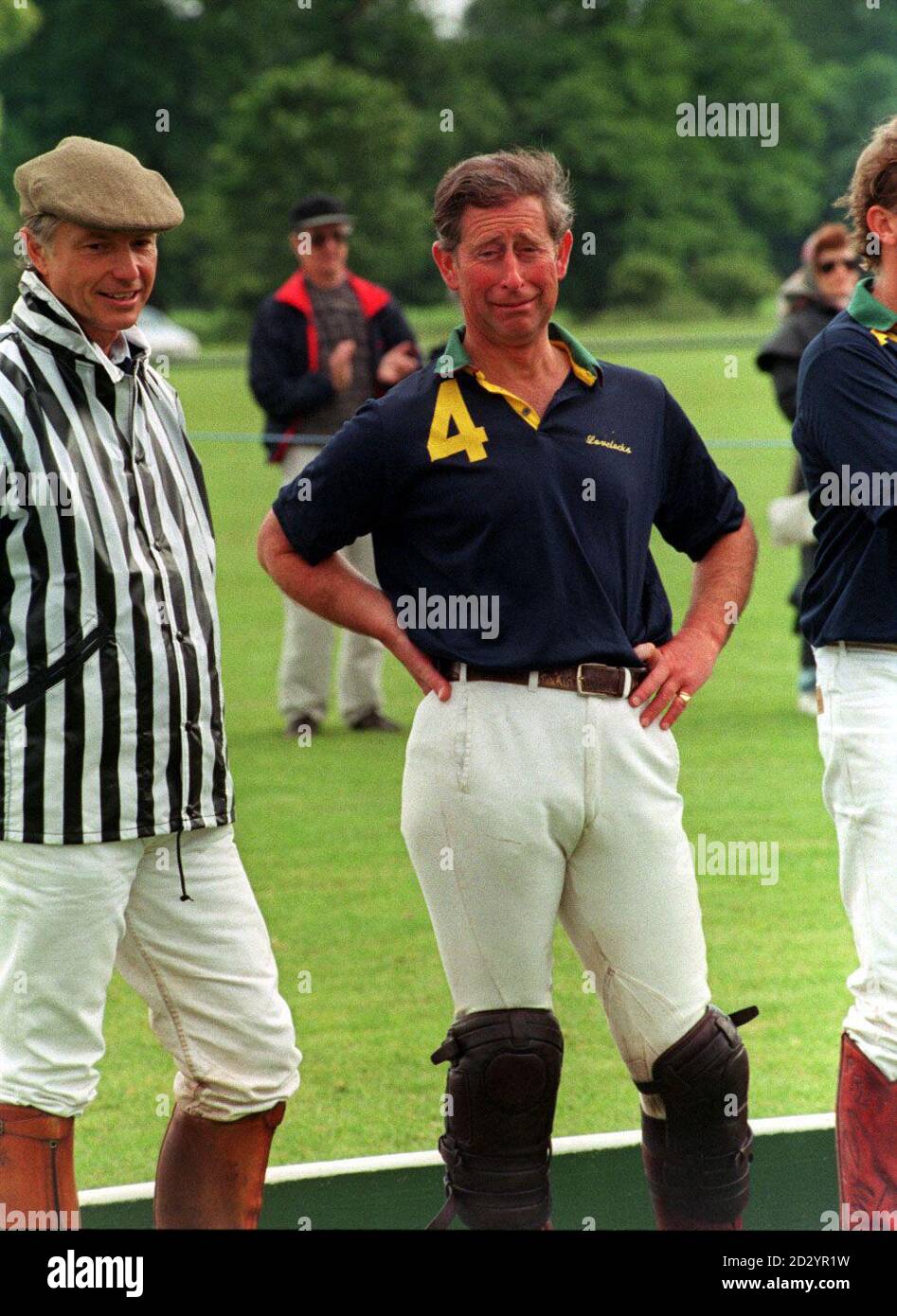 The Prince of Wales after playing for 'Lovelocks' who lost to 'Cirencester Park' in the Dorchester Trophy 1998 at Cirencester Park Polo Club. Stock Photo