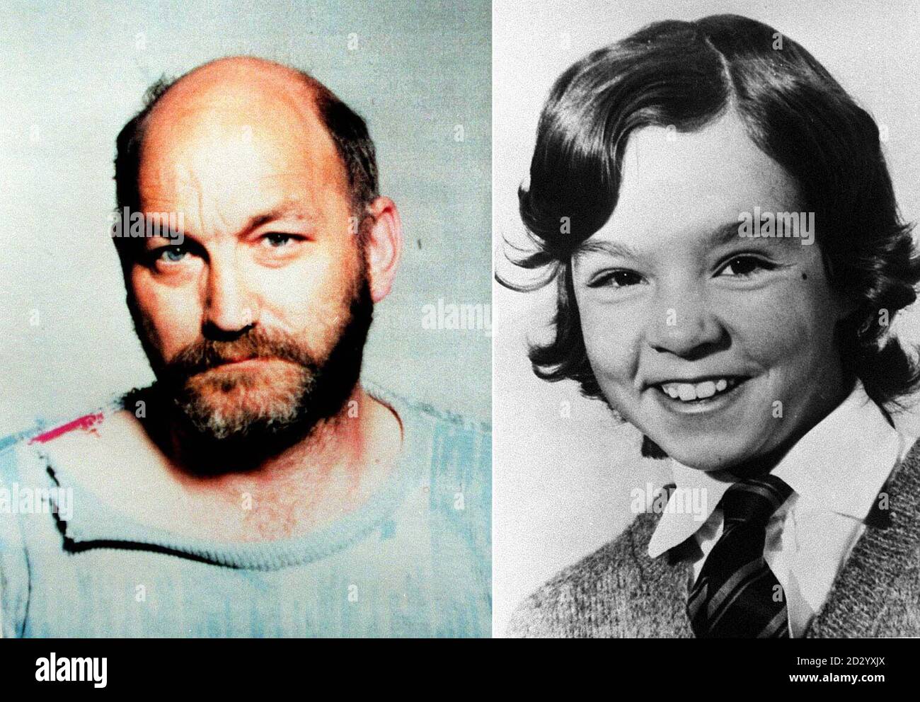 COMPOSITE : (left) a police issued undated collect of convicted child-killer Robert Black (Library filer 258517-17). (Right) Devon schoolgirl Genette Tate (black and white library collect 228722-4) in 1978. Detectives trying to solve the 20-year-old disappearance of newspaper girl Genette Tate pledged today to keep the investigation going until they find out what happened to her. Mr Tate has said he did not believe his daughter was alive, but wanted to know where she was to give her a proper Christian burial. He is convinced child killer Robert Black, serving at least 35 years for murdering th Stock Photo