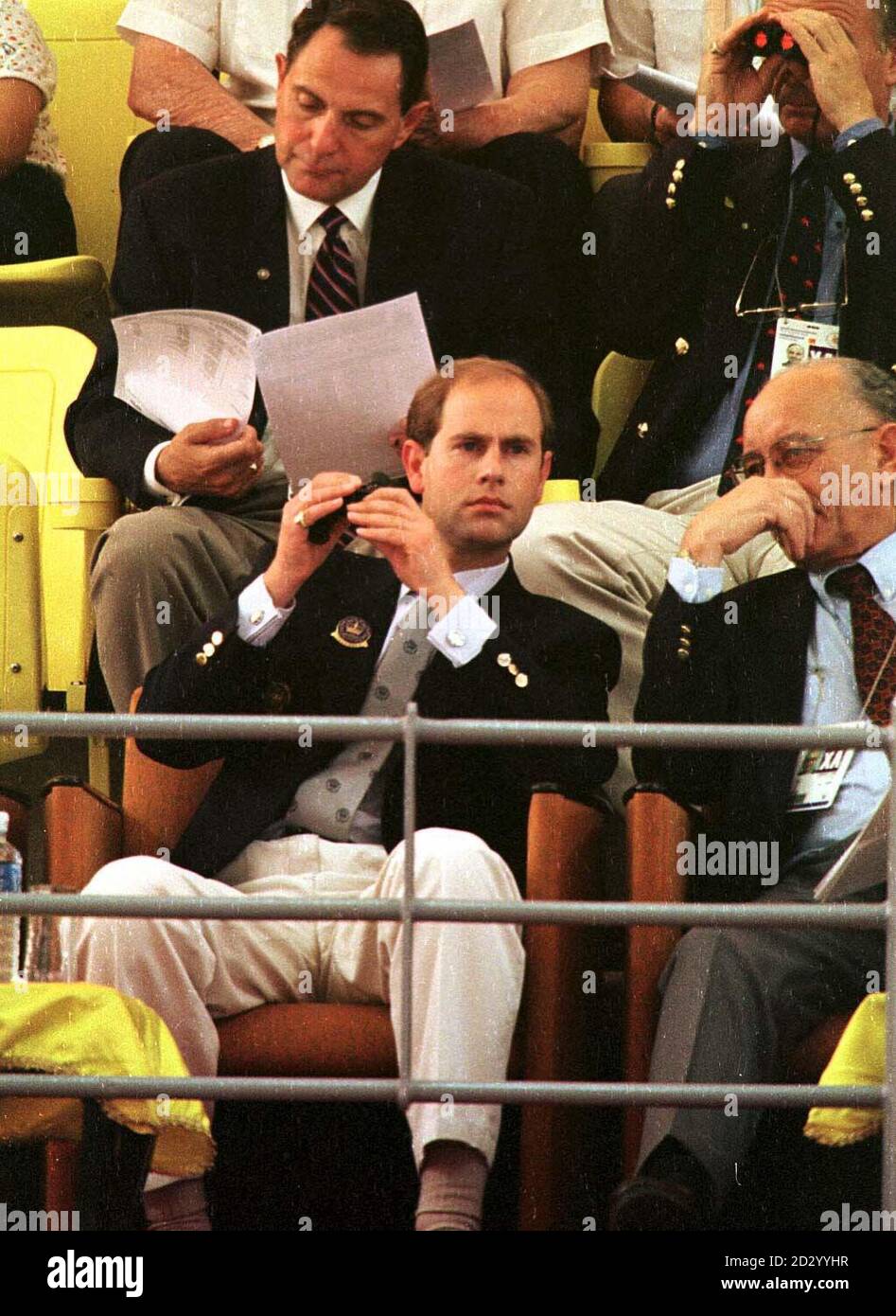 Prince Edward uses his binoculars to watch tonight s Saturday