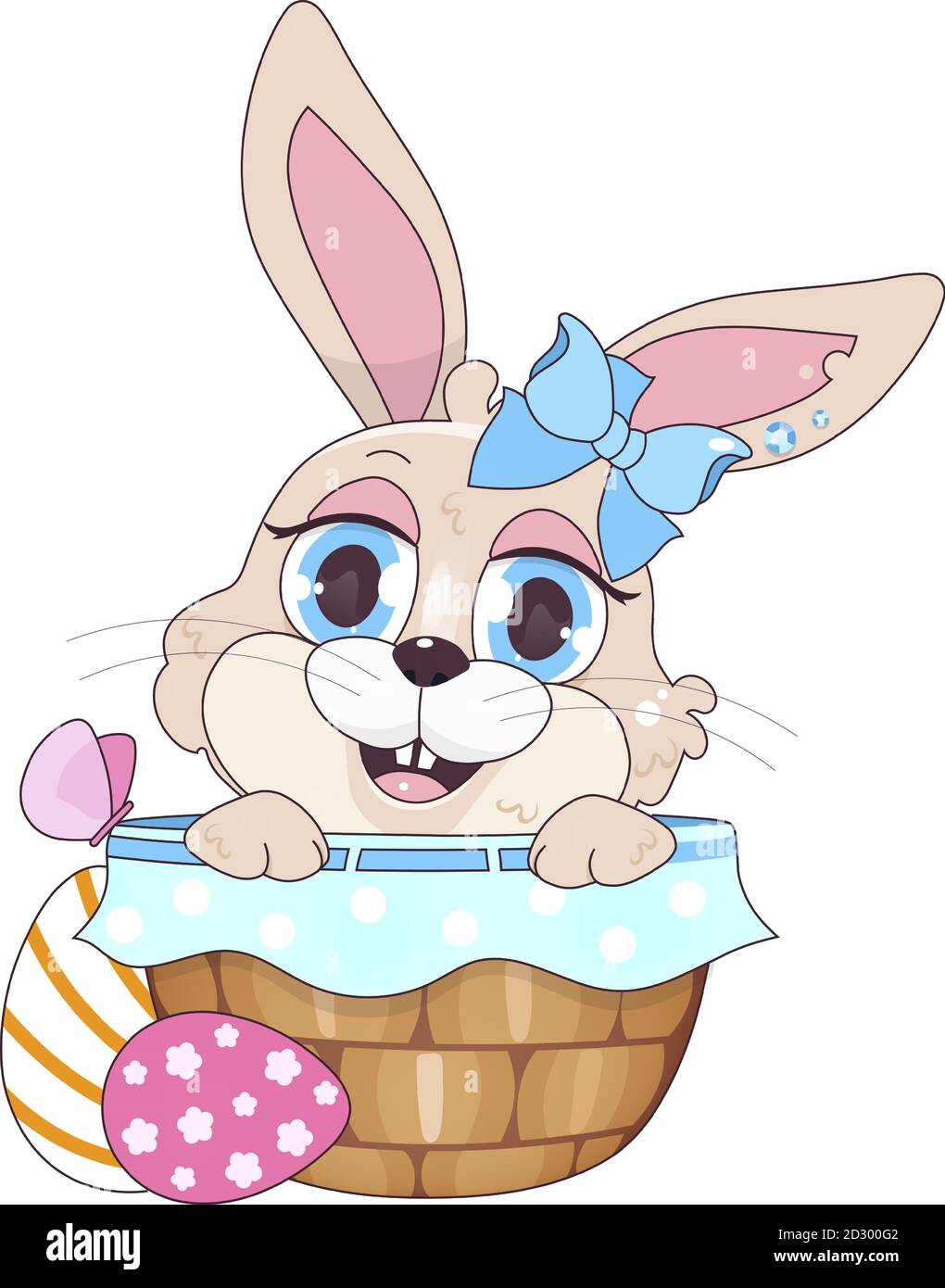 picture Kawaii Cute Anime Bunny Drawings https www alamy com cute easter rabbit in basket with eggs kawaii cartoon vector character pascha symbol adorable and funny animal isolated sticker patch anime baby image380472514 html