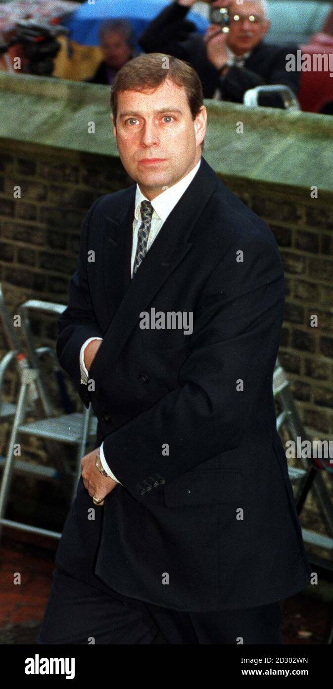 The Duke of York, former husband of  the Duchess of York, arrives at St Paul's Church, Knightsbridge, London, Tuesday December 15, 1998 for a memorial service to Mrs Susan Barrantes, the Duchess's mother, who died in September in a car accident in Argentina.  As well as the Duchess and her children, others present included the Duchess's father, Major Ron Ferguson, and his wife Susan, the Duchess of Kent, and Paul Burrell, the former butler to Diana, Princess of Wales. See PA story ROYAL Barrantes (substitute). PA photo: John Stillwell Stock Photo