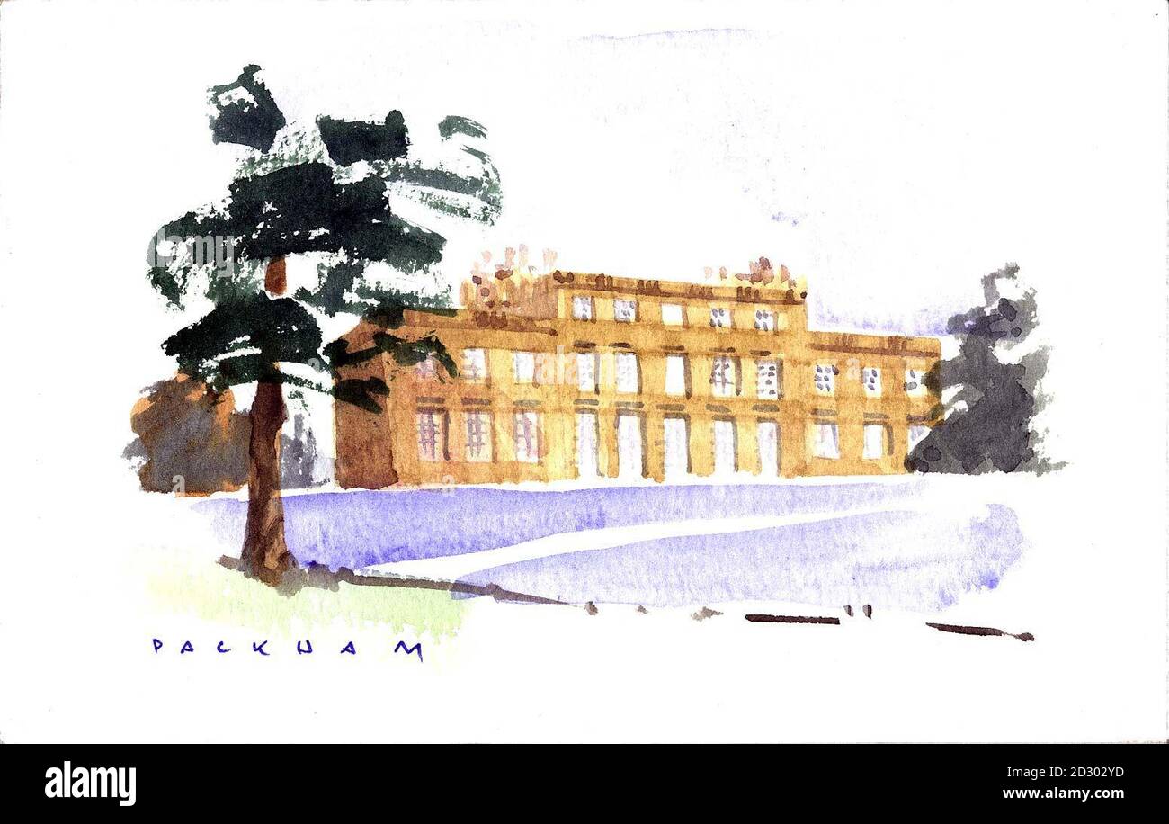 Cannon Hall - Cawthorne - Barnsley : A Christmas card which is an original water colour by a well-known artist will take pride of place on the mantelpiece of the Commons Speaker, Betty Boothroyd this year. It is from Labour peer Lord Mason, formerly Roy Mason, and shows Cannon Hall Museum, at Cawthorne, near Barnsley, which houses a permanent exhibition of the Yorkshire Water Colour Society. Each year, for nearly 30 years, Lord Mason, a former Northern Ireland Secretary, has commissioned a local artist to paint up to 15 cards which he sends to his closest friends. The artist this year is L Stock Photo