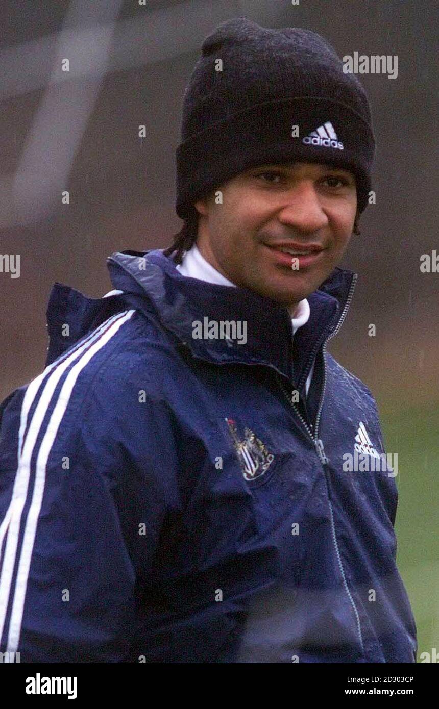 Newcastle Manager Ruud Gullit at training at Chester-Le Street  today(friday) in the pouring rain ,preparing for his showdwn with old  rivals Chelsea in the premership match at Newcastle's St James's Park.  Picture: