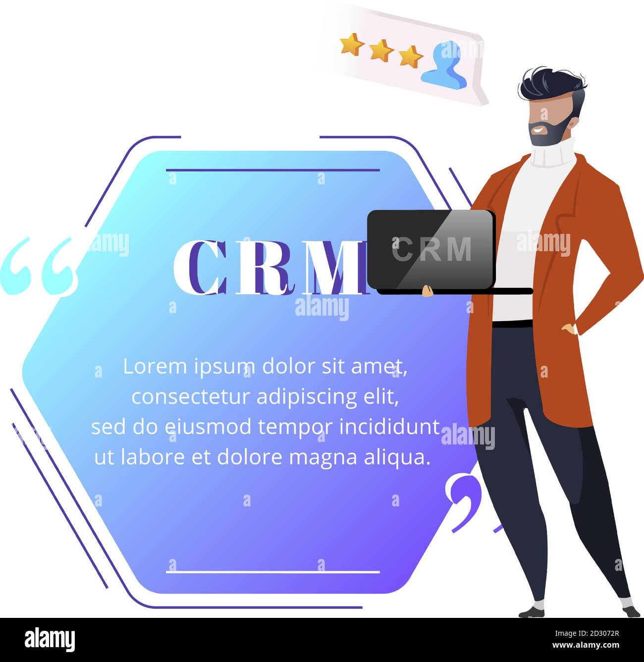 Crm Flat Color Vector Character Quote Smiling Man Keeps Laptop Customer Relationship Management Business Optimization Citation Blank Frame Stock Vector Image Art Alamy