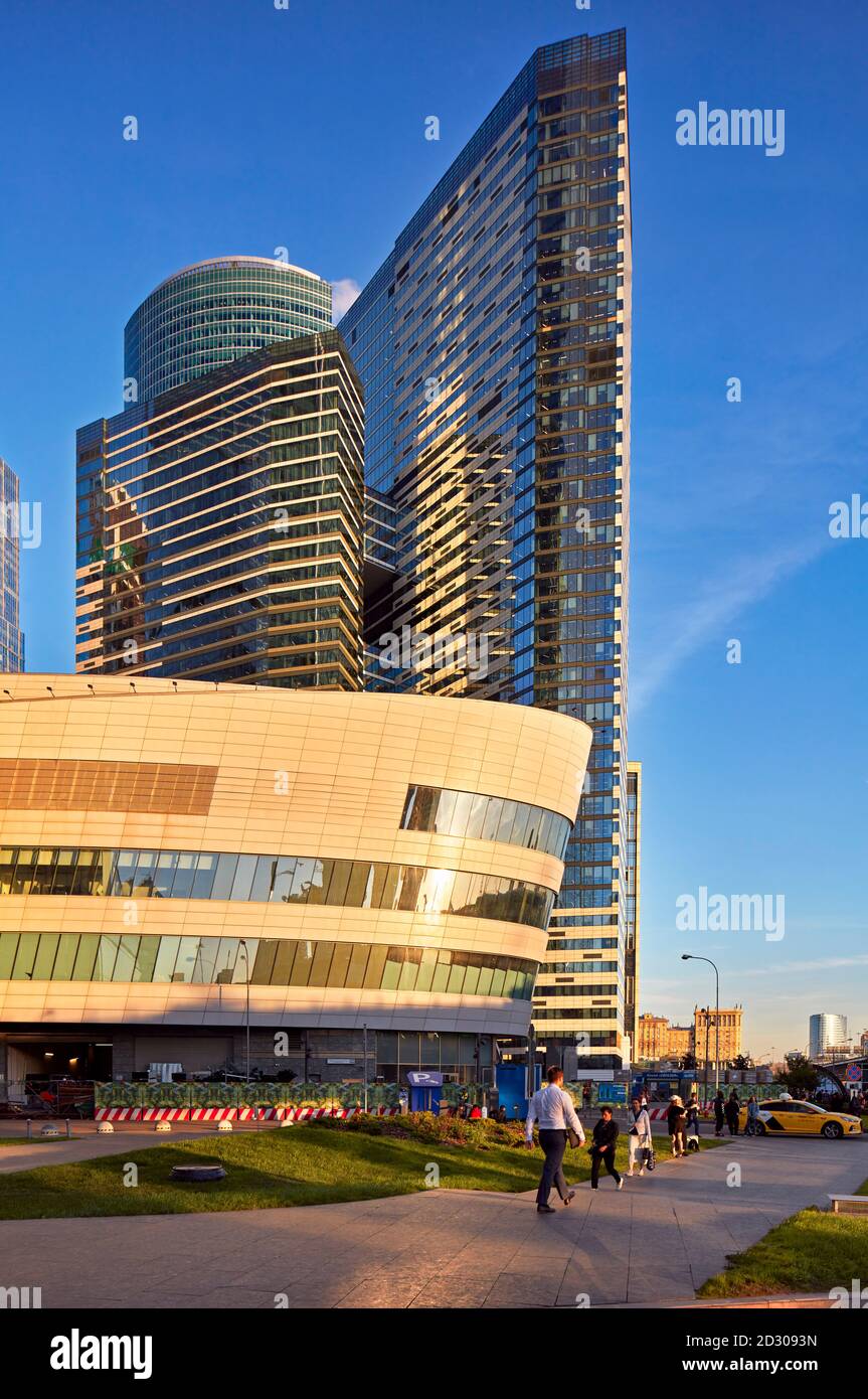 High rise modern buildings of Moscow International Business Centre (MIBC), also known as “Moscow City'. Moscow, Russia. Stock Photo