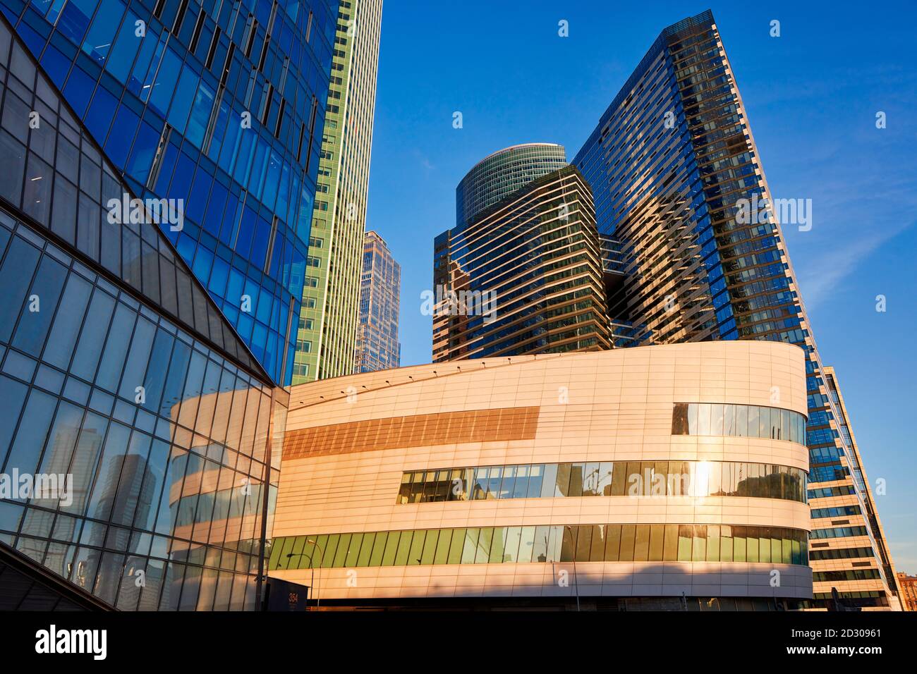 High rise modern buildings of Moscow International Business Centre (MIBC), also known as “Moscow City'. Moscow, Russia. Stock Photo