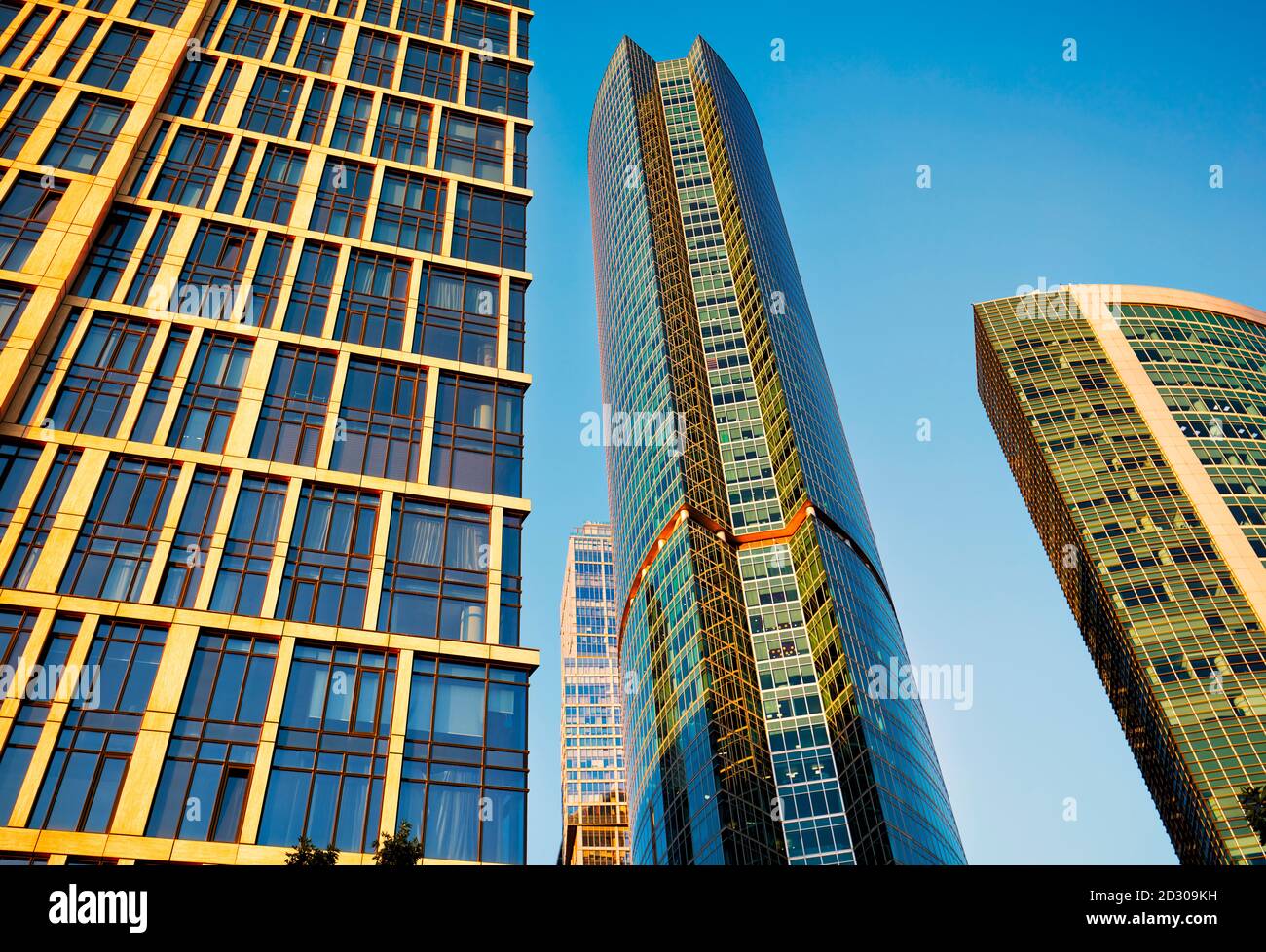 High rise modern buildings of Moscow International Business Centre (MIBC), also known as “Moscow City'. Moscow, Russia. Stock Photo